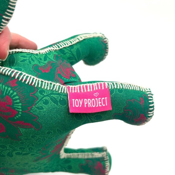 Handmade Green & Pink Floral Damask Fabric Rhino, Baby Shower, Kids Room Decor - Picture 8 of 9